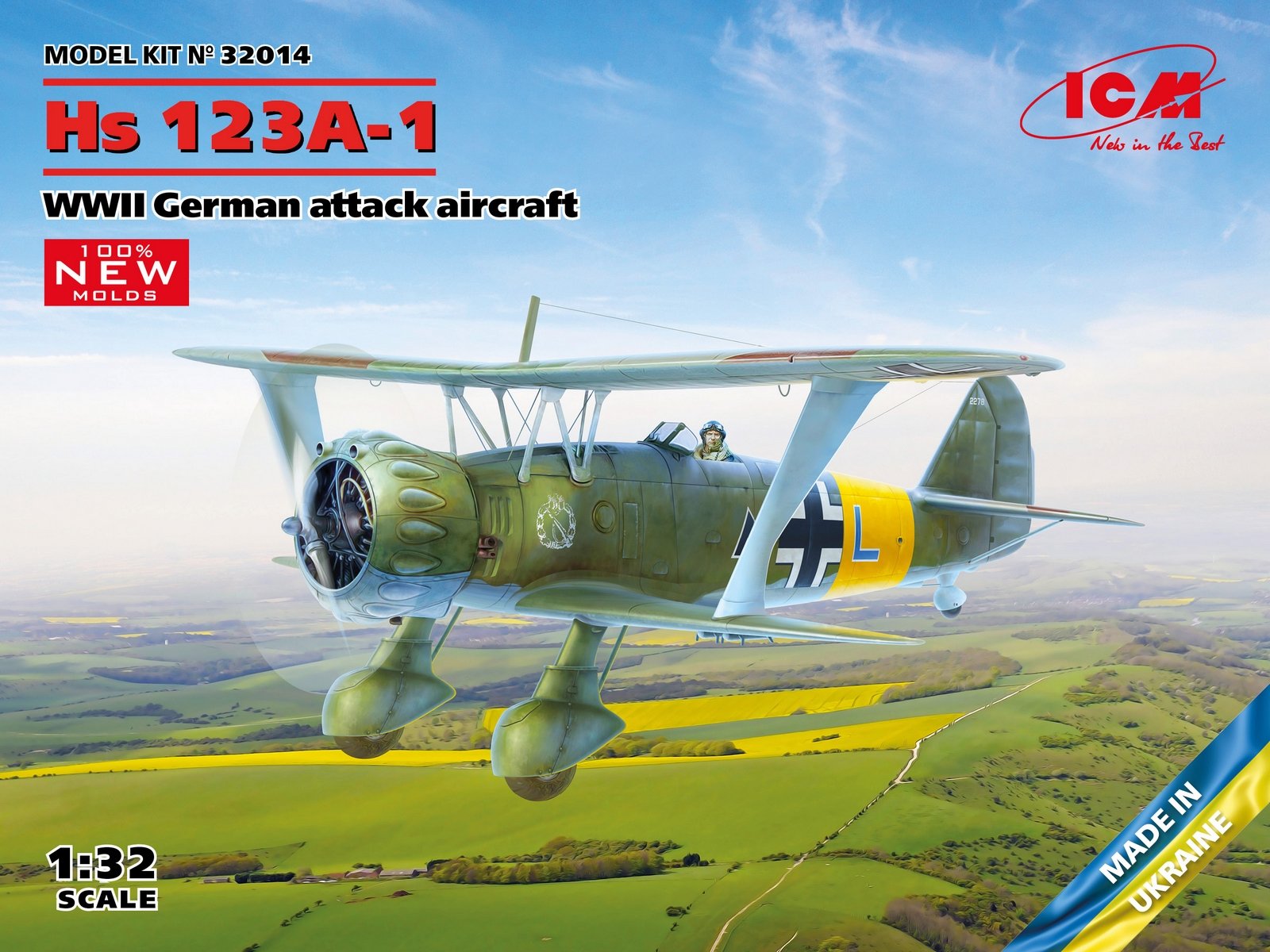 ICM 1:32 Hs 123A-1, WWII German attack aircraft