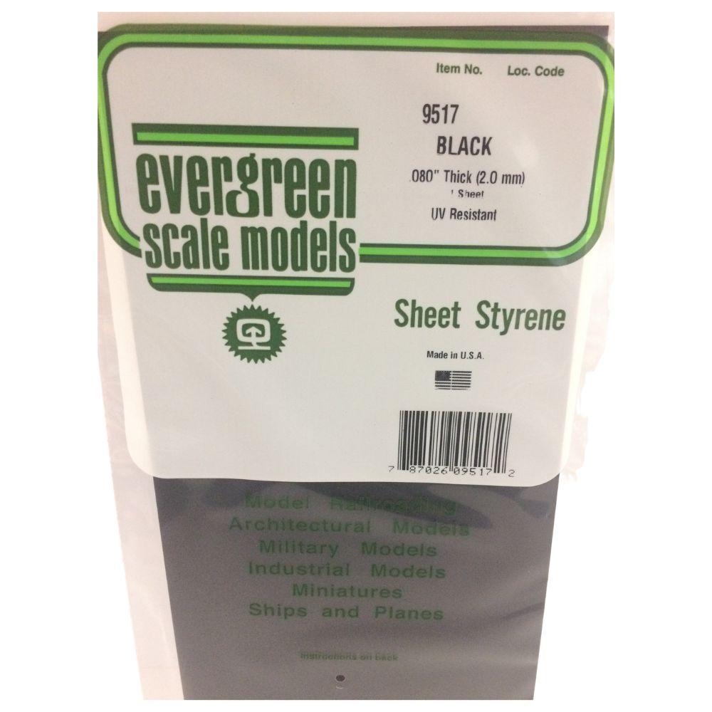 Evergreen Styr Sheets 8X21 2.0mm (2) Black