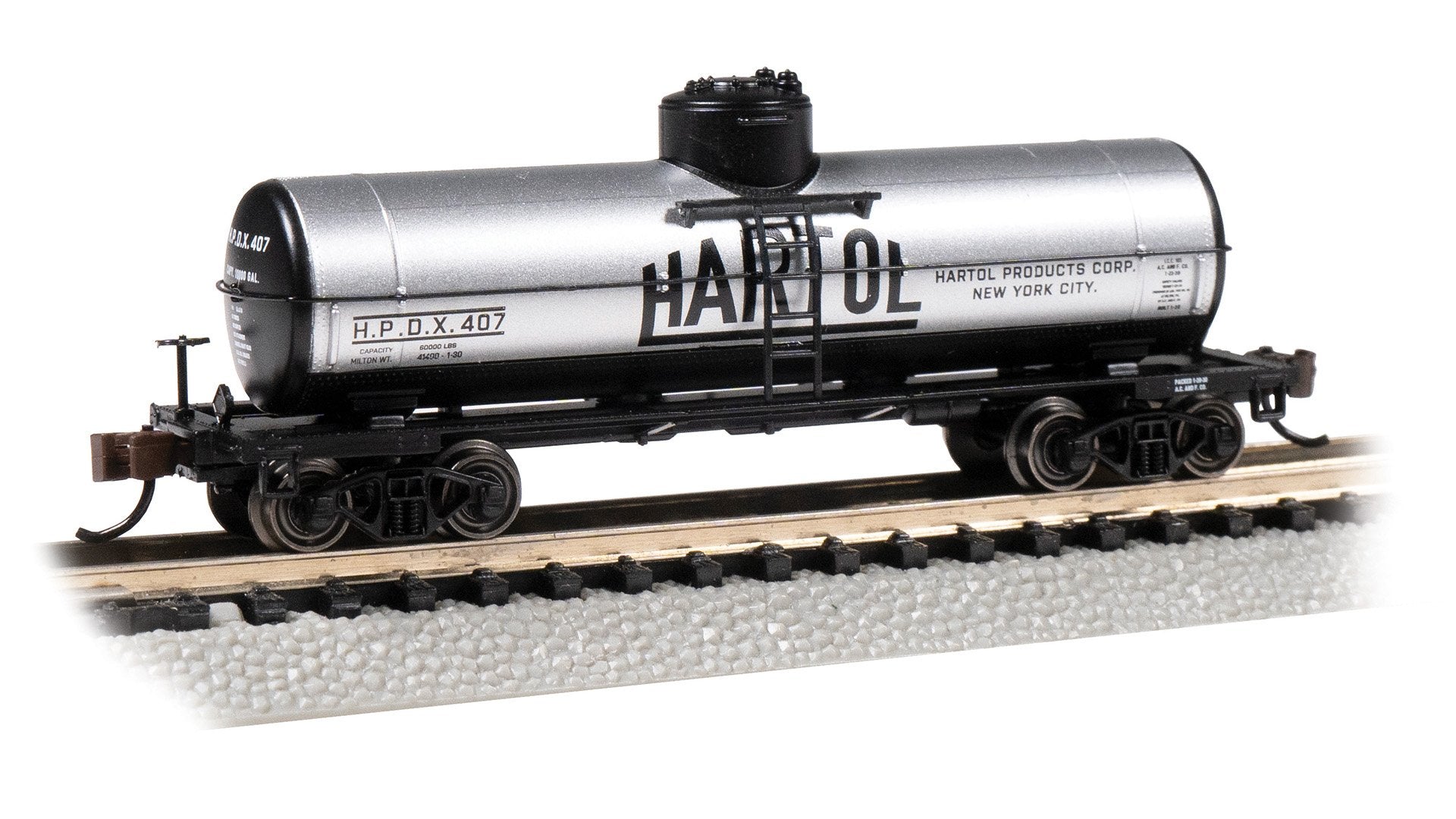 Bachmann Hartol #407 ACF 36.5' 10K Gal.1-Dome Tank Car. N Scale