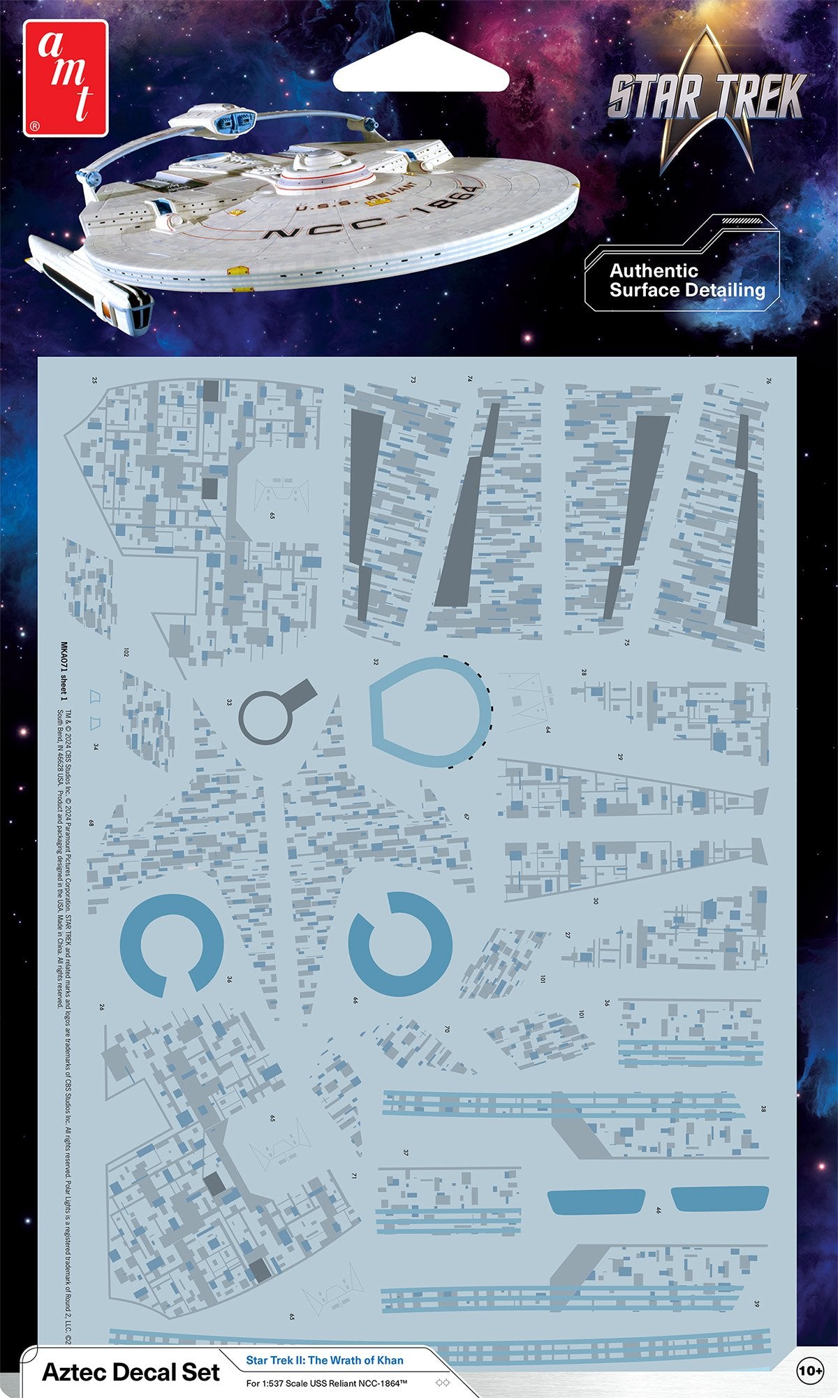 AMT 1:537 Star Trek Wrath of Khan Reliant Aztec Decals