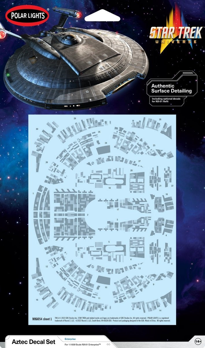 Polar Lights 1:1000 Star Trek NX-01 USSEnterprise Aztec Decals