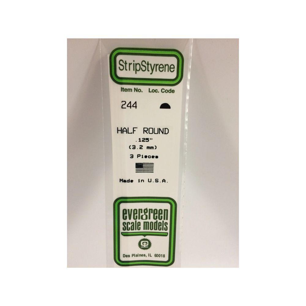 Evergreen Plastic Half Rnd .125(3.2 Mm) (3)