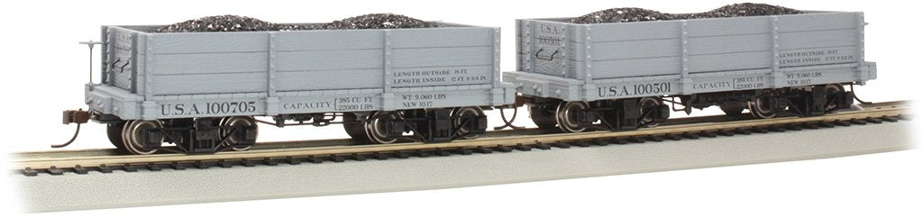 Bachmann 18ft Lowside Gondolas USA #100501 & #100705, Grey 2/box. On30