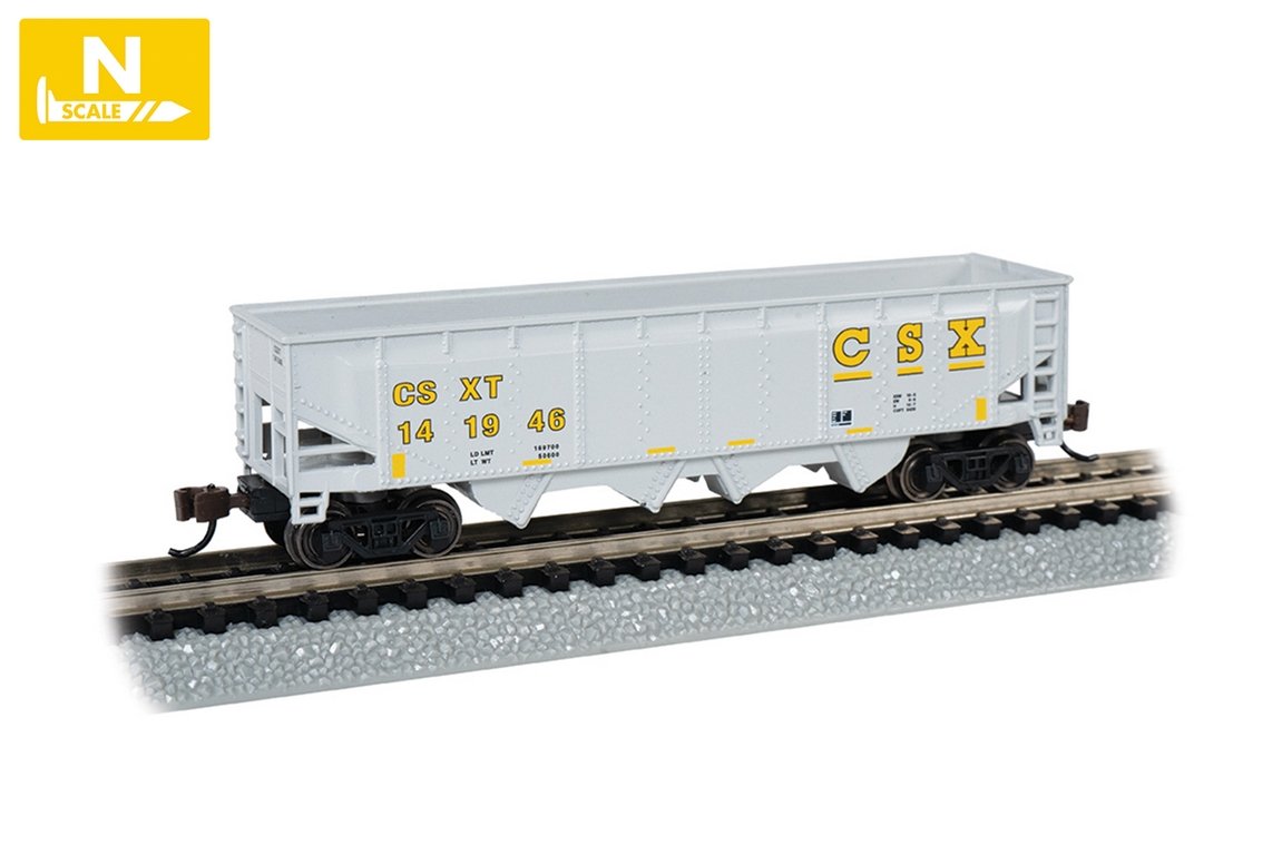 Bachmann CSX #141946 40ft Quad Hopper, (Grey & Yellow), N Scale