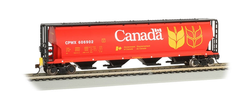 Bachmann Canada Grain 4 Bay CylindricalGrain Hopper w/FRED, HO Scale