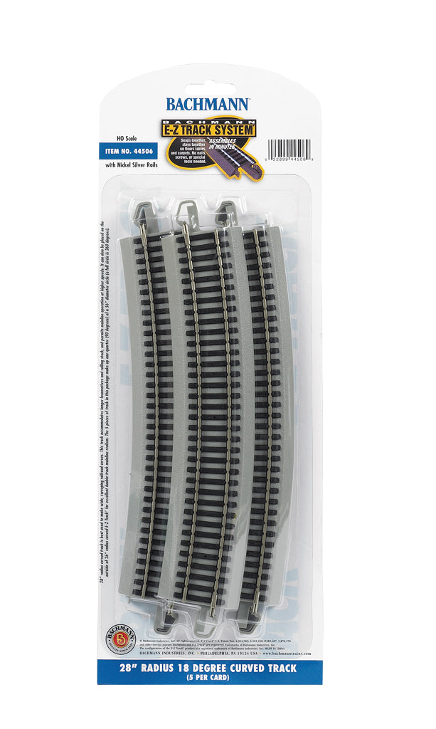 Bachmann 28" Radius 18 Degree Curved Track, 5 pcs, HO Scale