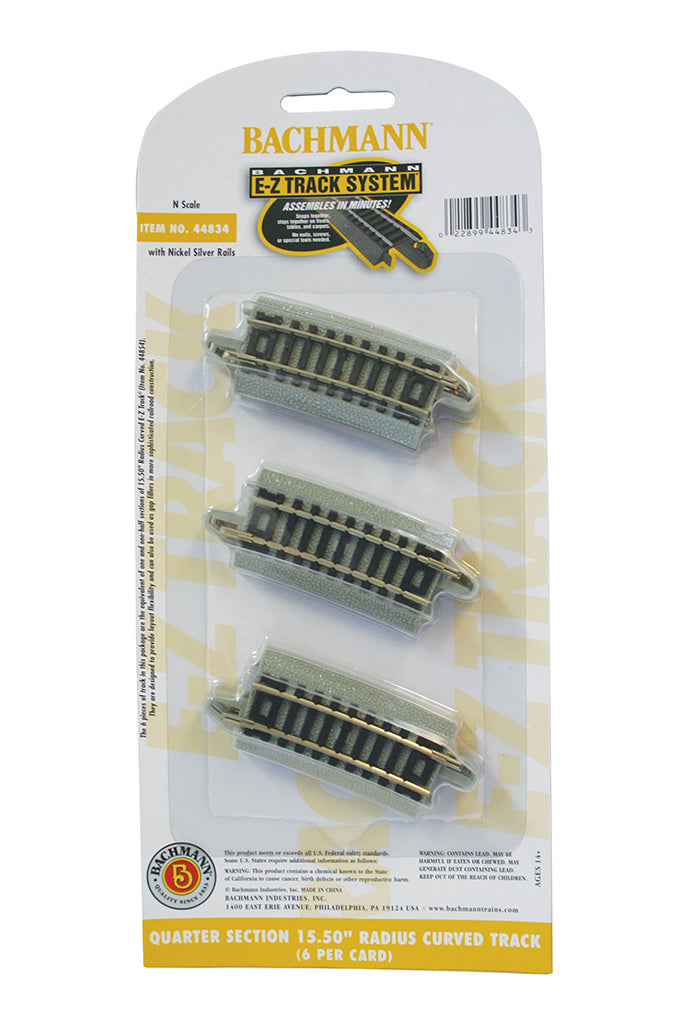 Bachmann Quarter Section 15.50" Radius Curved Track, 6pcs, N Scale