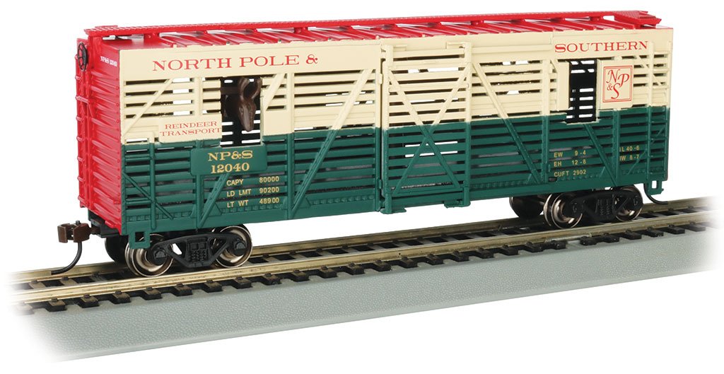 Bachmann Nth Pole & Southern #12040 40ftAnimated Stk Car w/Reindeer HO