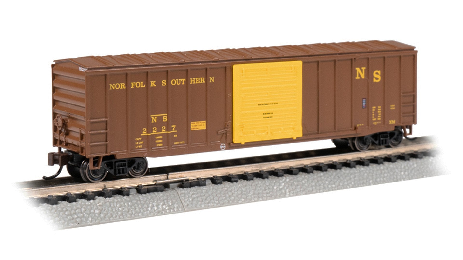 Bachmann Norfolk Southern #2227 50.5ft O/S Braced Sliding Dr Boxcar. N