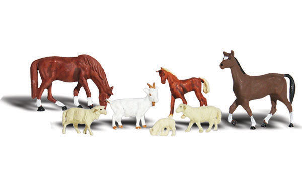 Woodland Scenics Livestock, 7 Figures, HO Scale