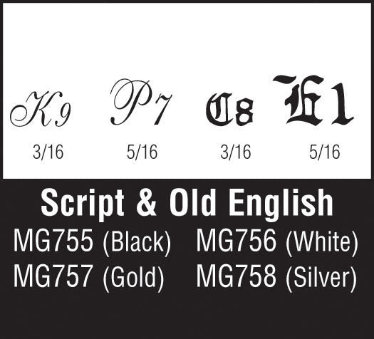 Woodland Scenics Script & Old English Black Dt